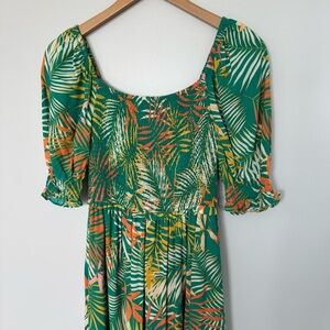 Betsey Johnson Tropical Smocked Sundress Size Small